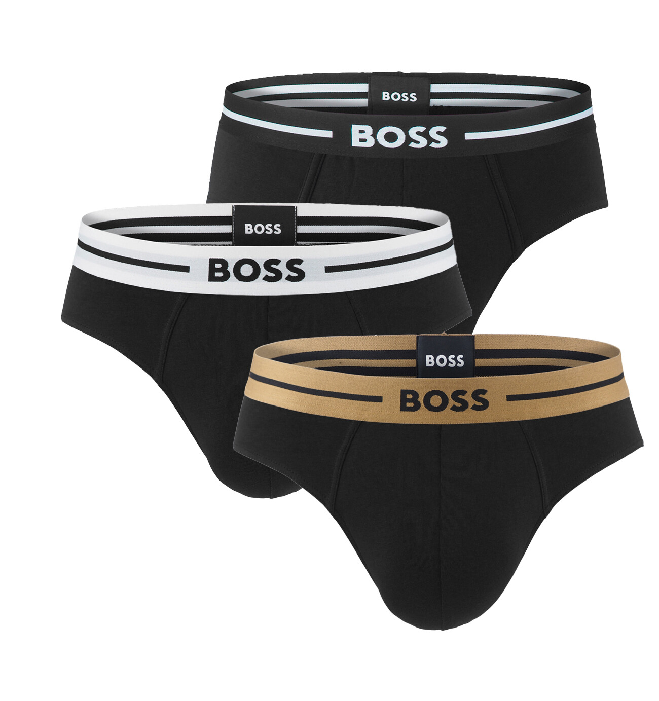BOSS - slipy 3PACK BOLD eco friendly organic cotton BOLD black / modern type color waist