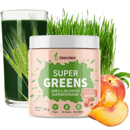 BLENDEA Supergreens prášok s príchuťou broskyňa 90 g