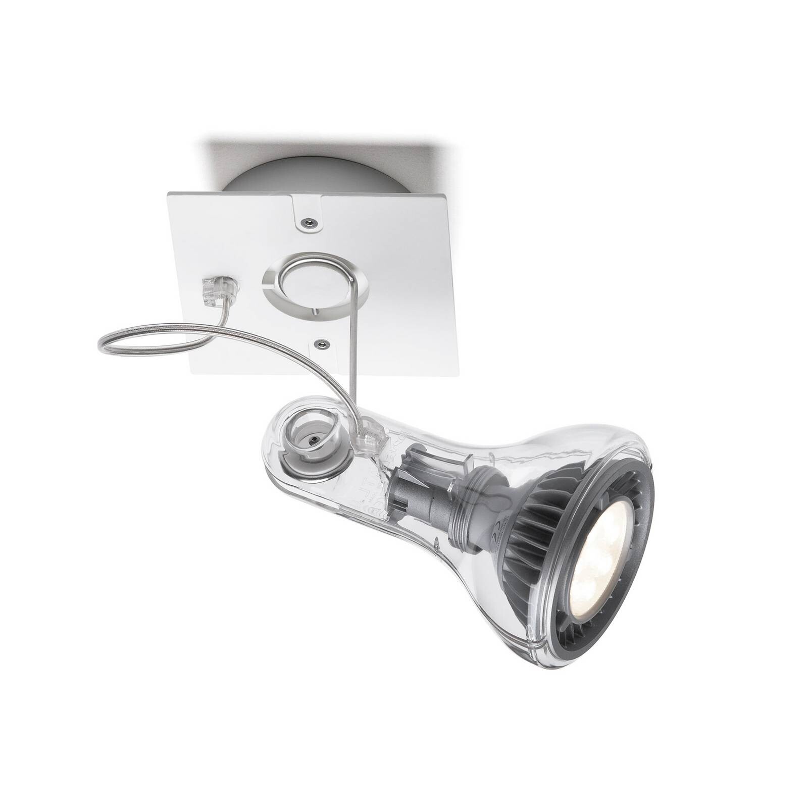 MARSET Nástenné svietidlo Atlas, 2 700 K, Ø 11 cm, transparentné