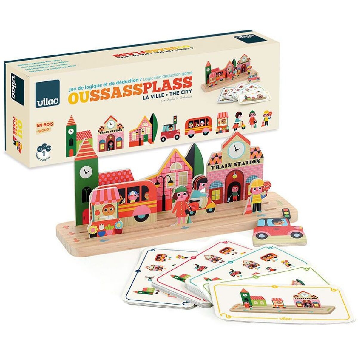 Vilac Drevená logická hra Postav to správne! Město