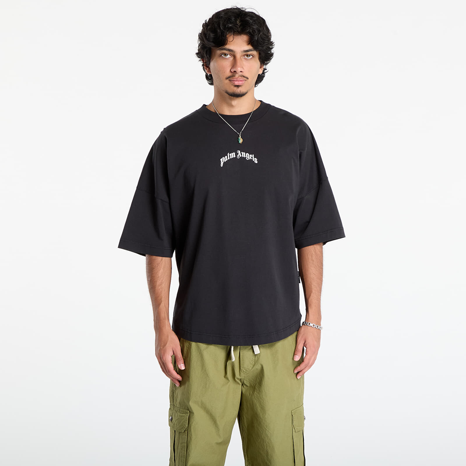 Tričko Palm Angels Back Curved Logo Over Tee Black/ Off White M