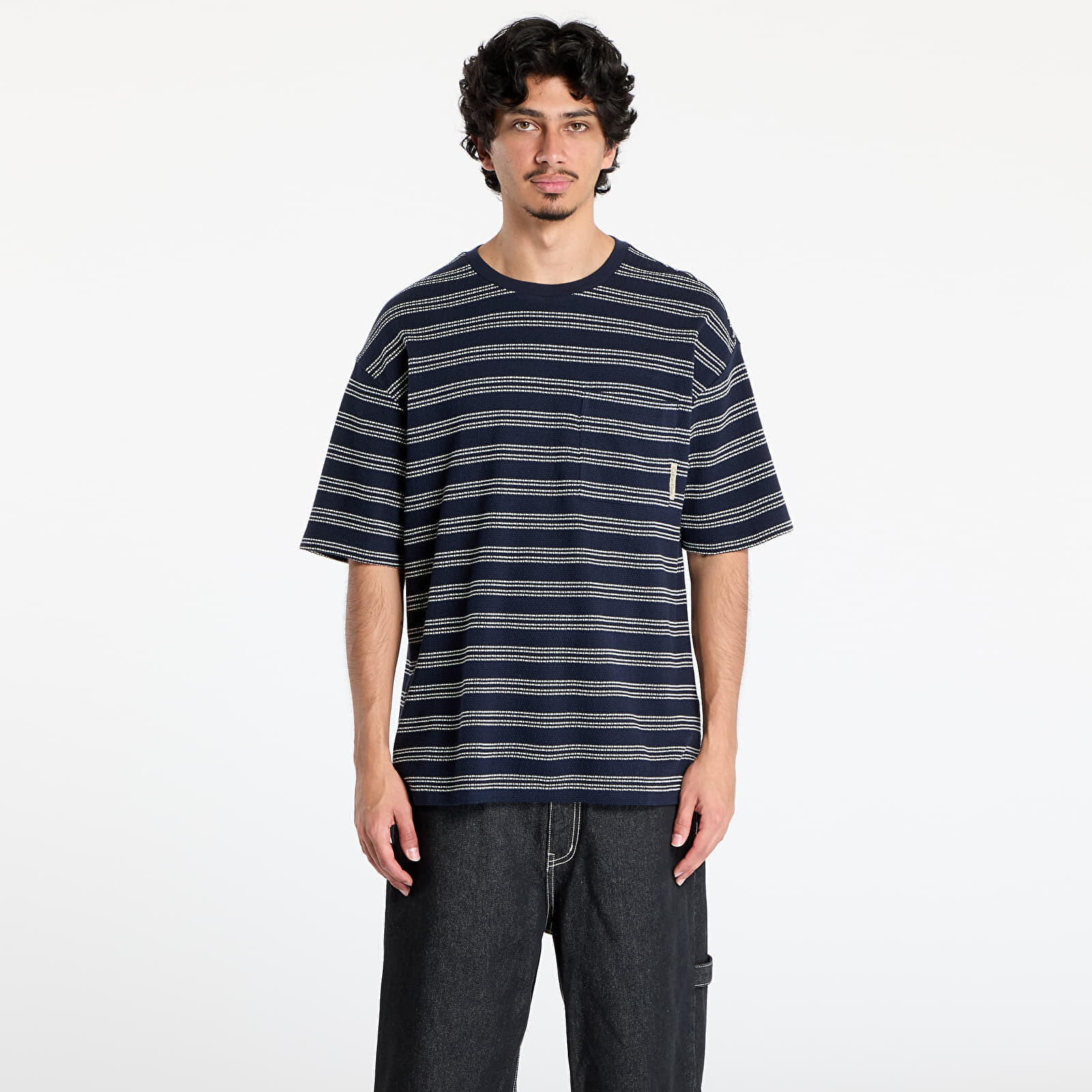Tričko Calvin Klein Jeans Short Sleeve Stripe Relaxed Tee Night Sky M