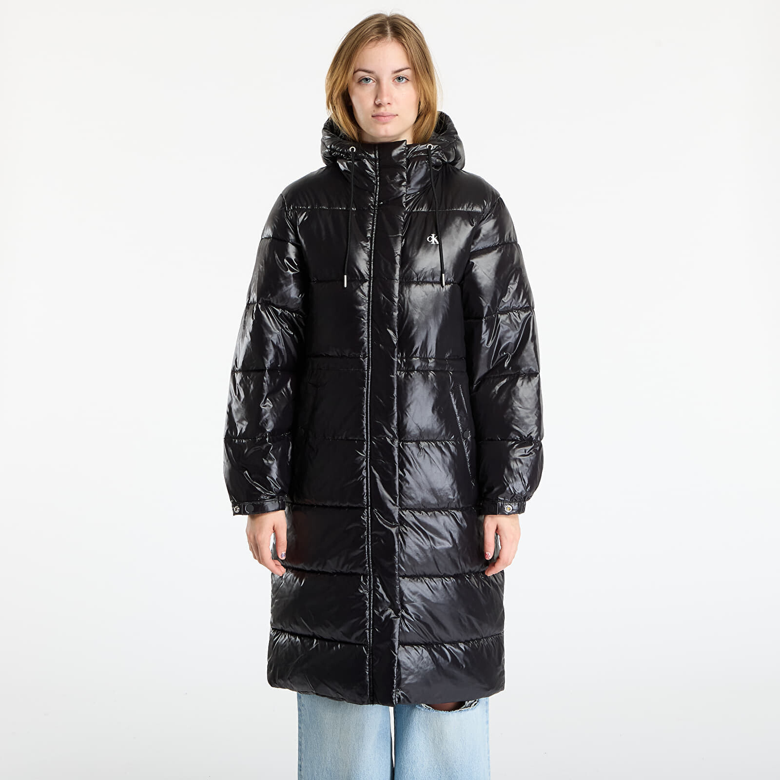 Kabát Calvin Klein Jeans Shine Long Puffer Coat Black S