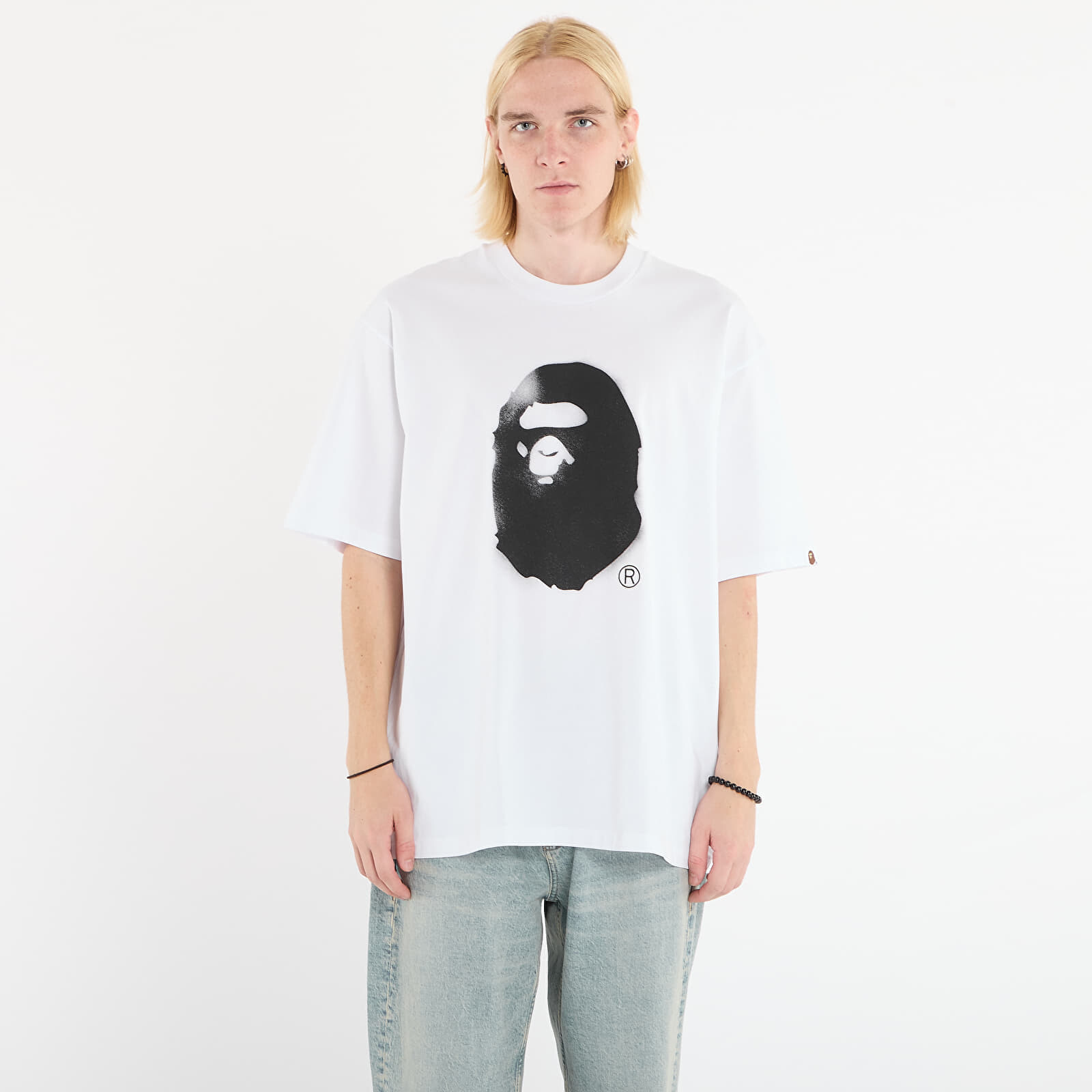 Tričko A BATHING APE Spray Print Ape Head Relaxed Fit Tee 2 White XXL