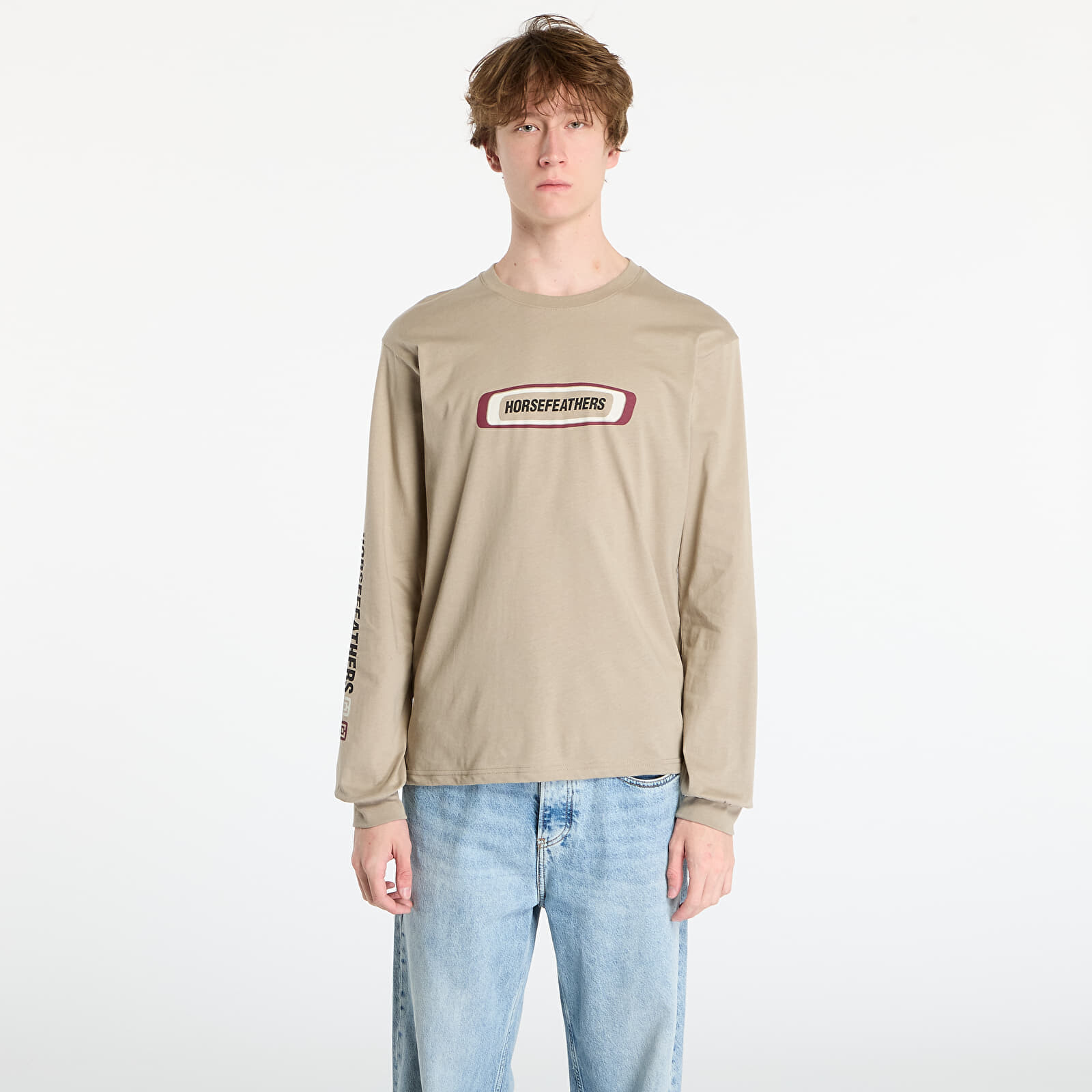 Tričko Horsefeathers Raceway Ls T-Shirt Taupe L