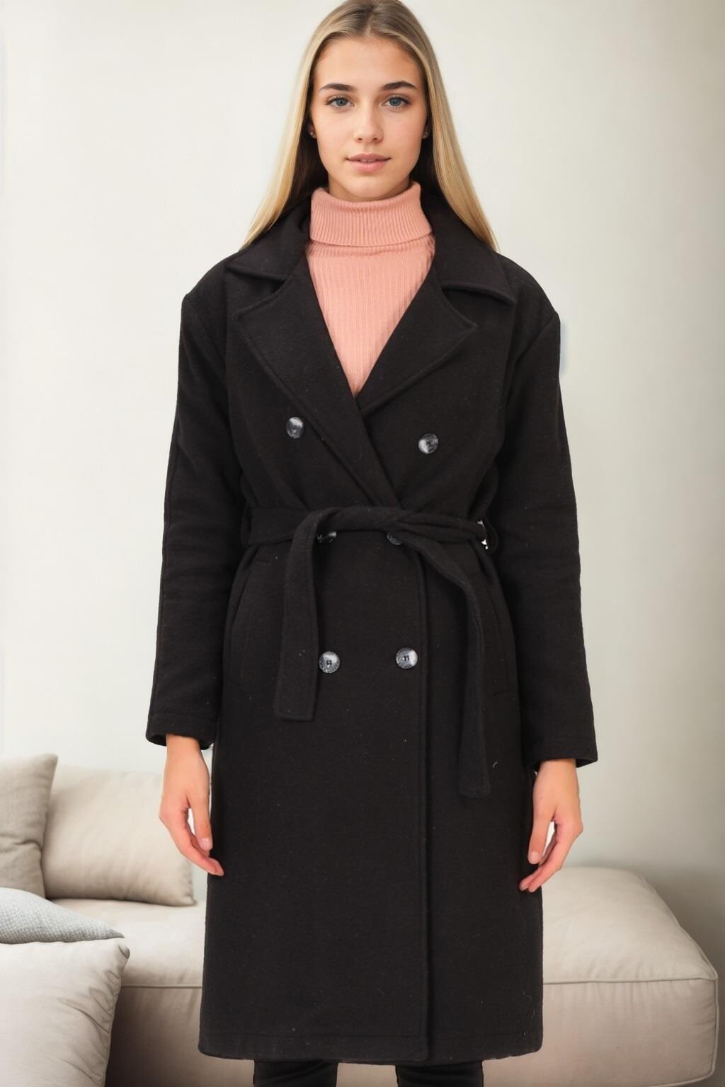 Z9765 DEWBERRY WOMEN'S COAT-BLACK