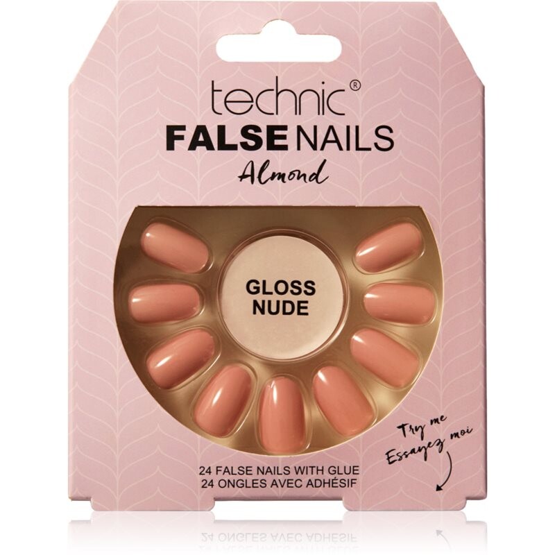 Technic Cosmetics False Nails Almond umelé nechty Gloss Nude 24 ks