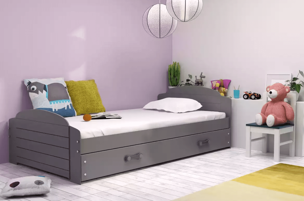 BMS Detská posteľ LILI s prístelkou | grafit 90 x 200 cm Farba: Grafit - grafit