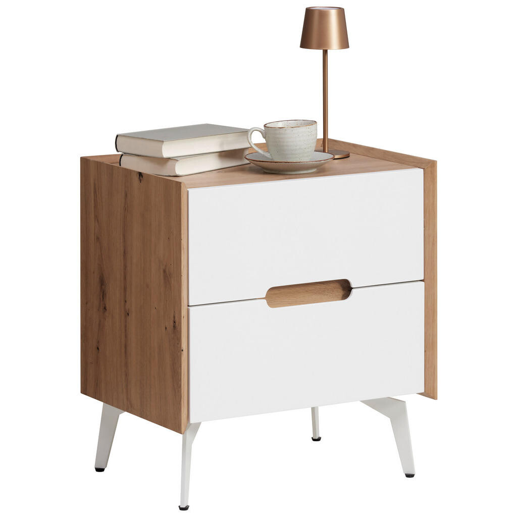 Carryhome NOČNÝ STOLÍK, biela, dub artisan, 52/58/40 cm