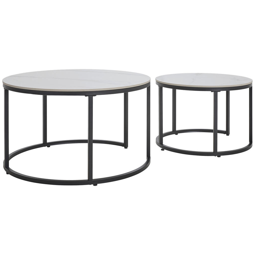 Livetastic SADA KONFERENČNÝCH STOLÍKOV, čierna, biela, kov, keramika, 80/60/46/40/80/60 cm