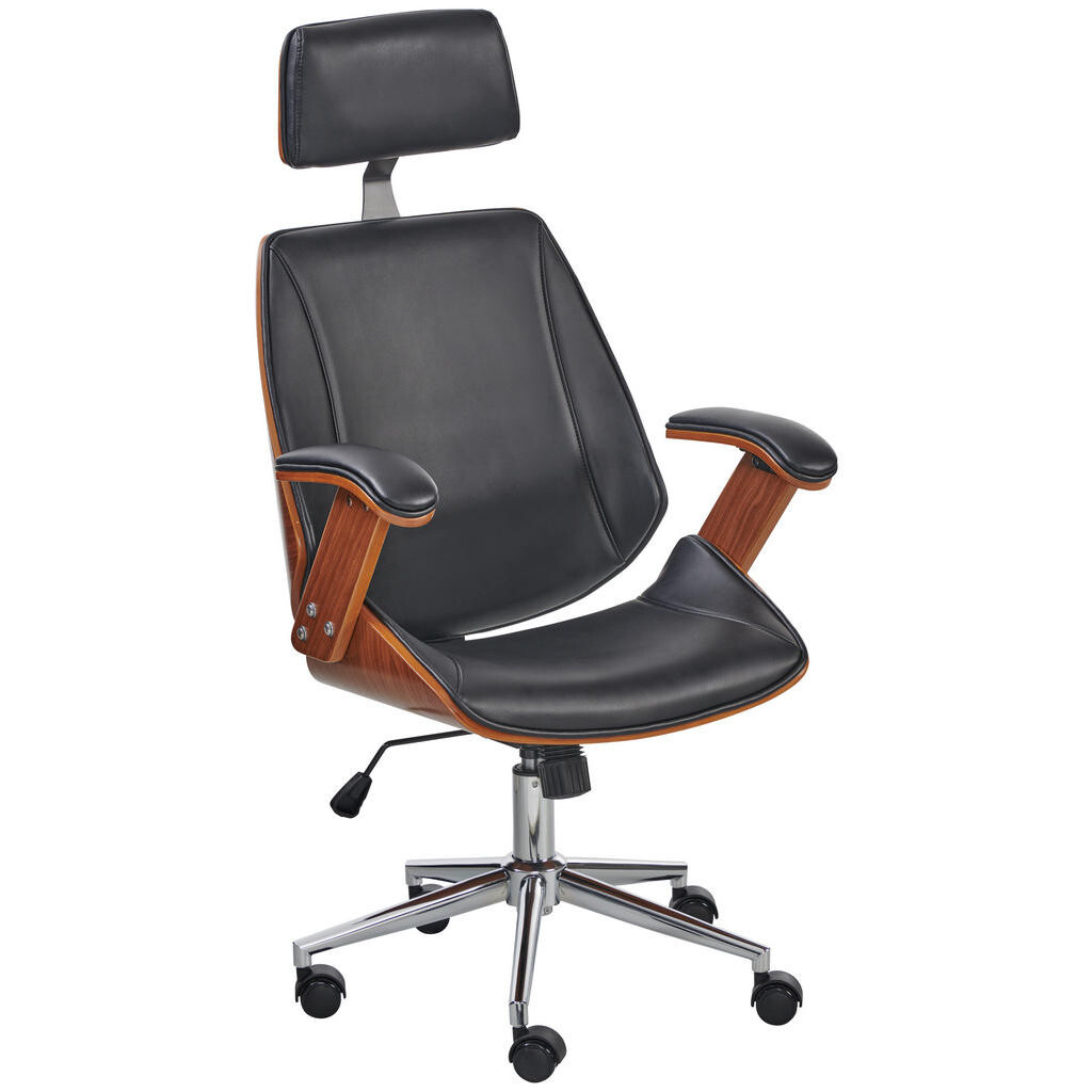 Livetastic KANCELÁRSKE KRESLO, kožený vzhľad, čierna, chrómová, farba vlašského orecha