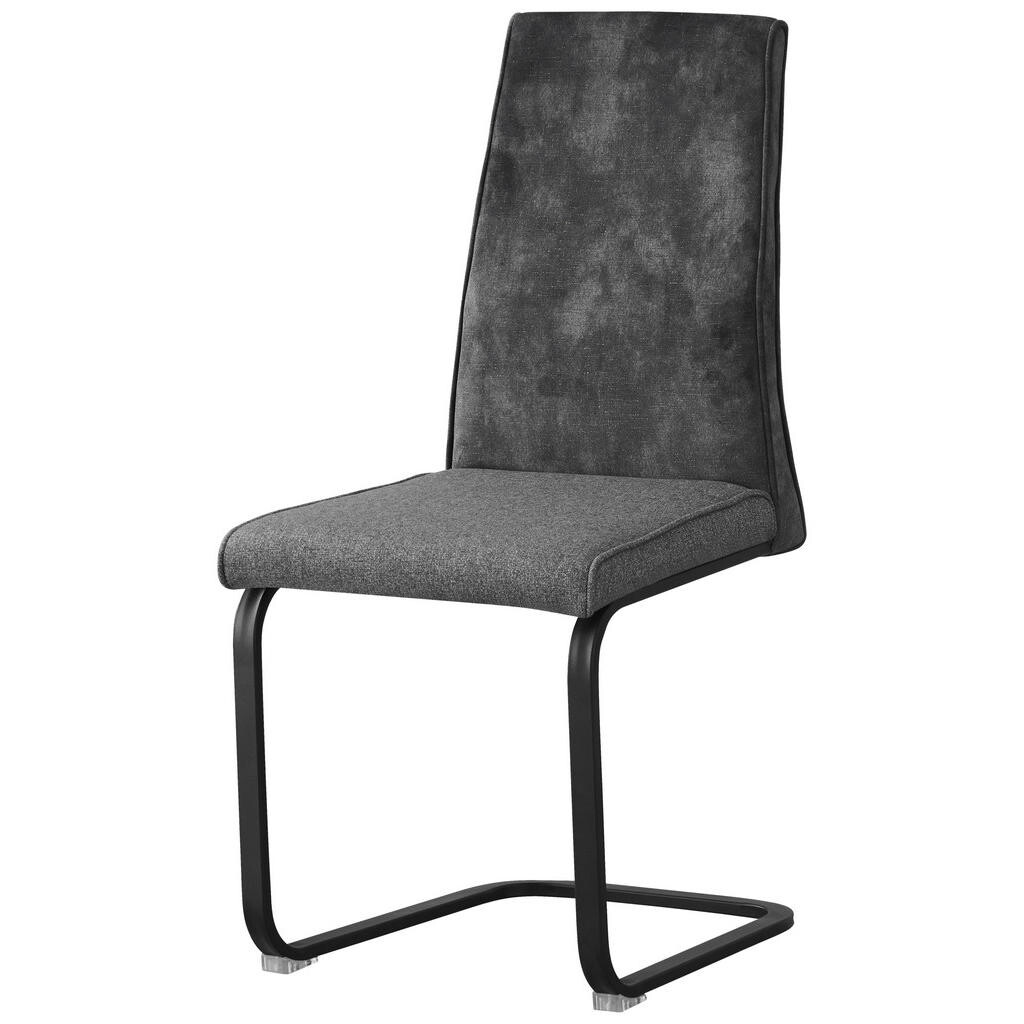 MID.YOU STOLIČKA S PRUŽNÝM PODNOŽÍM, mikrovlákno, vzhľad ľanu, tmavosivá