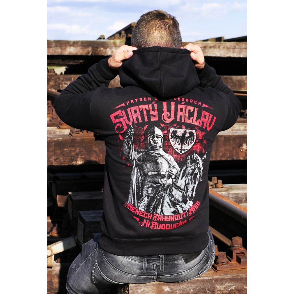 Mikina s kapucňou Česká krv Sv. Václav - čierna, 3XL
