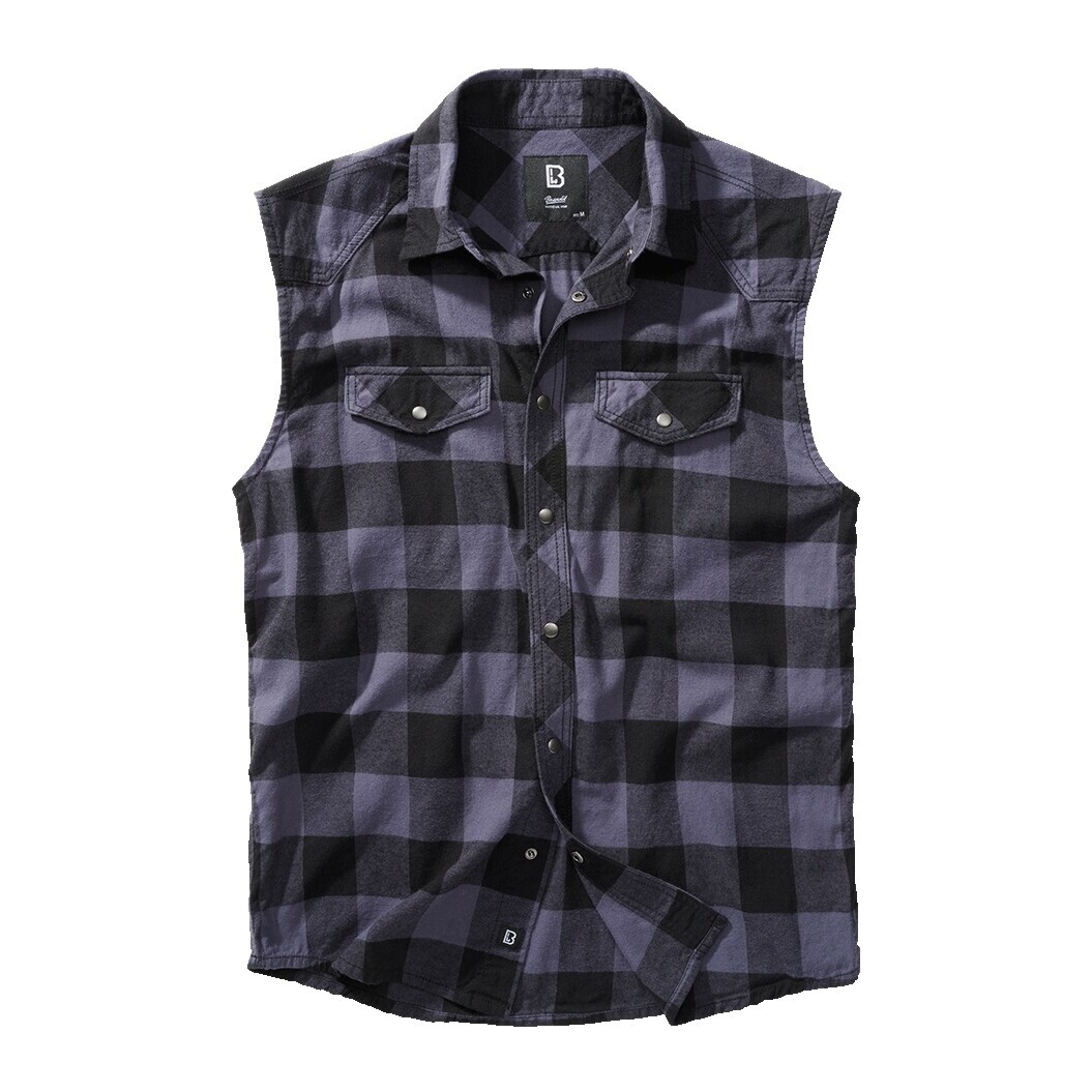 Košeľa Brandit Check Shirt Sleeveless - sivá-čierna, XXL