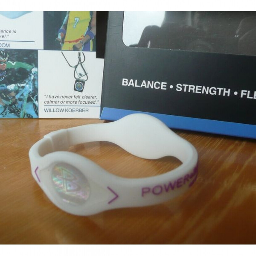 Balančný náramok s hologramom Power Balance - biely-fialový, XL