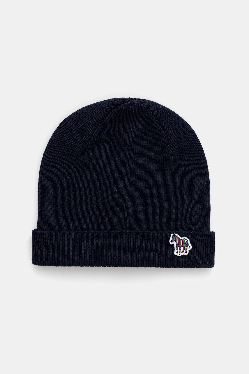 Vlnená čiapka Paul Smith tmavomodrá farba, M1A-383MK-TZEBRA