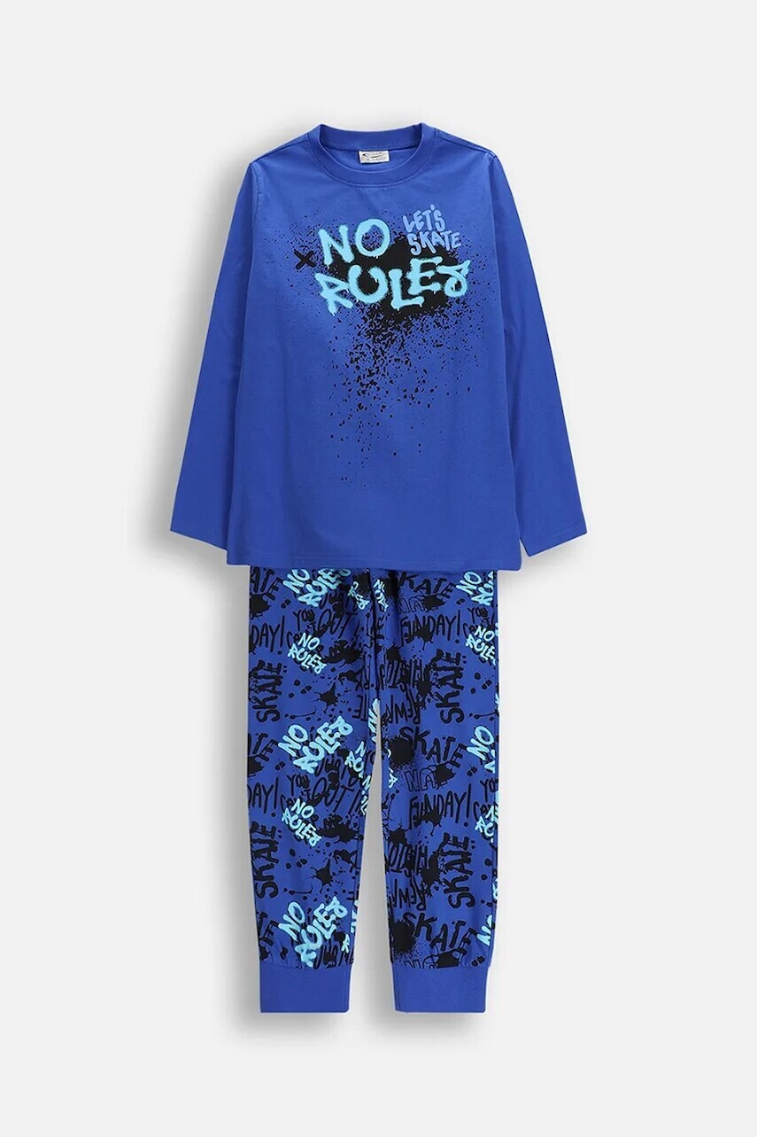 Detská bavlnená pyžamová súprava Coccodrillo modrá farba, vzorovaná, PYJAMAS