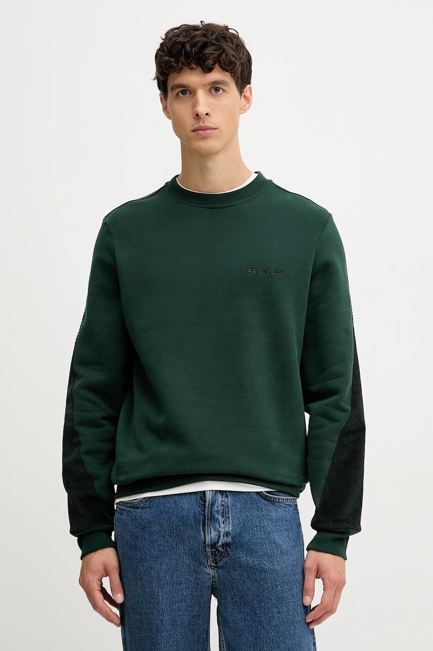 Bavlnená mikina PS Paul Smith zelená farba, jednofarebná, M2R-684Z-T22193