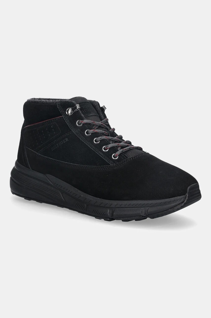 Topánky Tommy Hilfiger W NBK SDE HYBRID BOOT čierna farba, FM0FM05609
