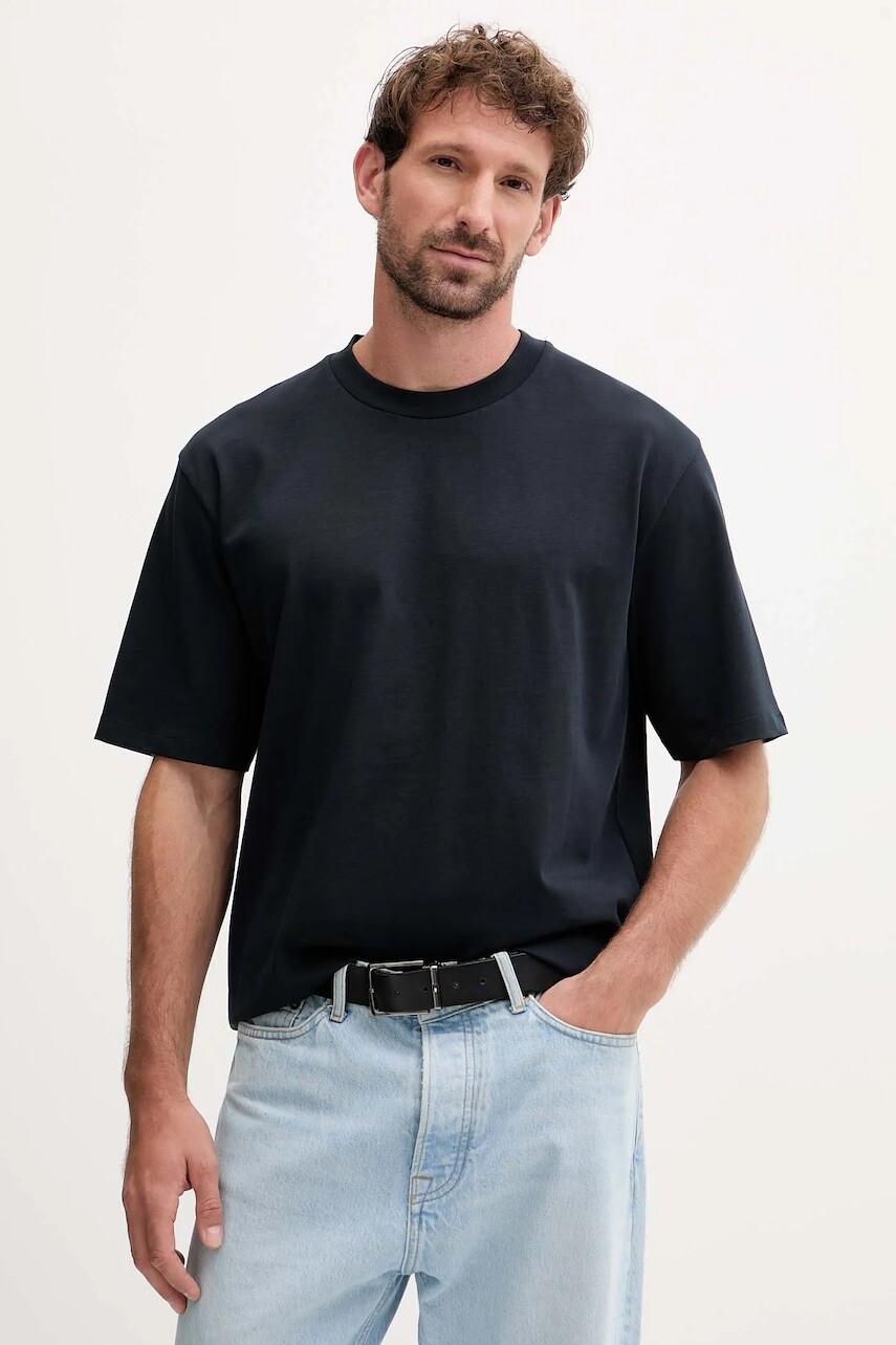 Bavlnené tričko Lindbergh pánske, tmavomodrá farba, jednofarebné, 30.400120