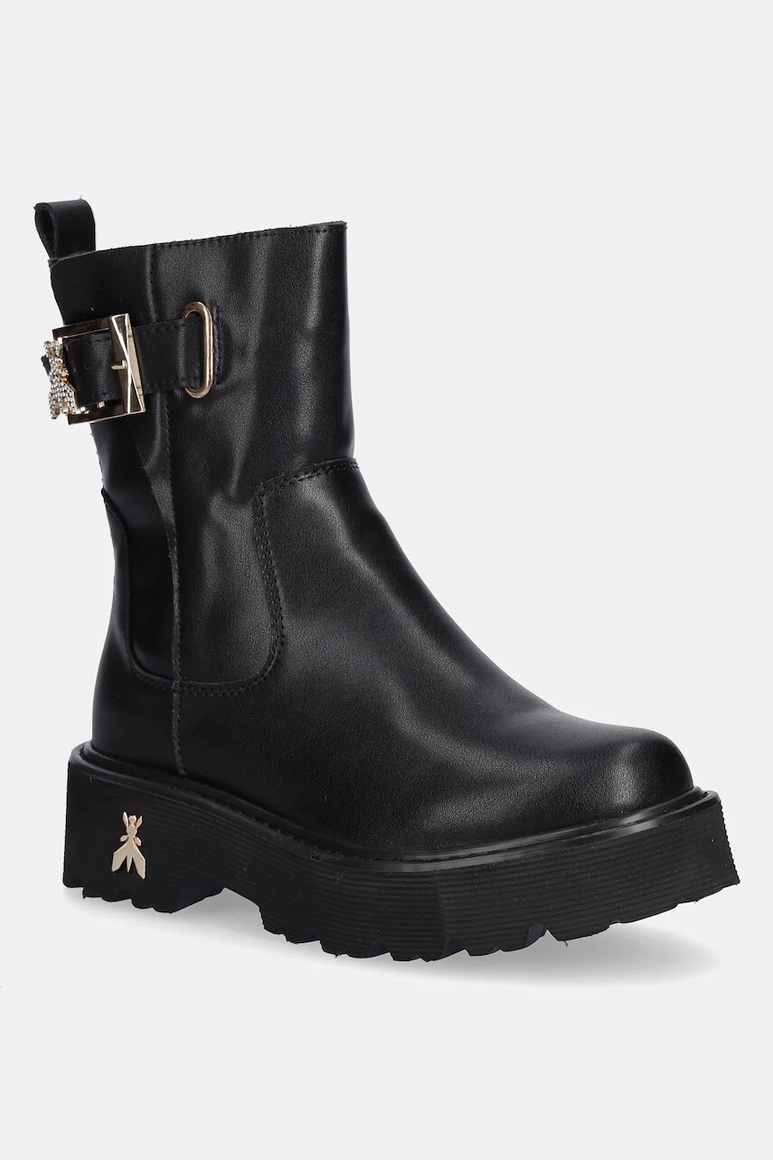 Detské kožené topánky Patrizia Pepe čierna farba, PPJ967