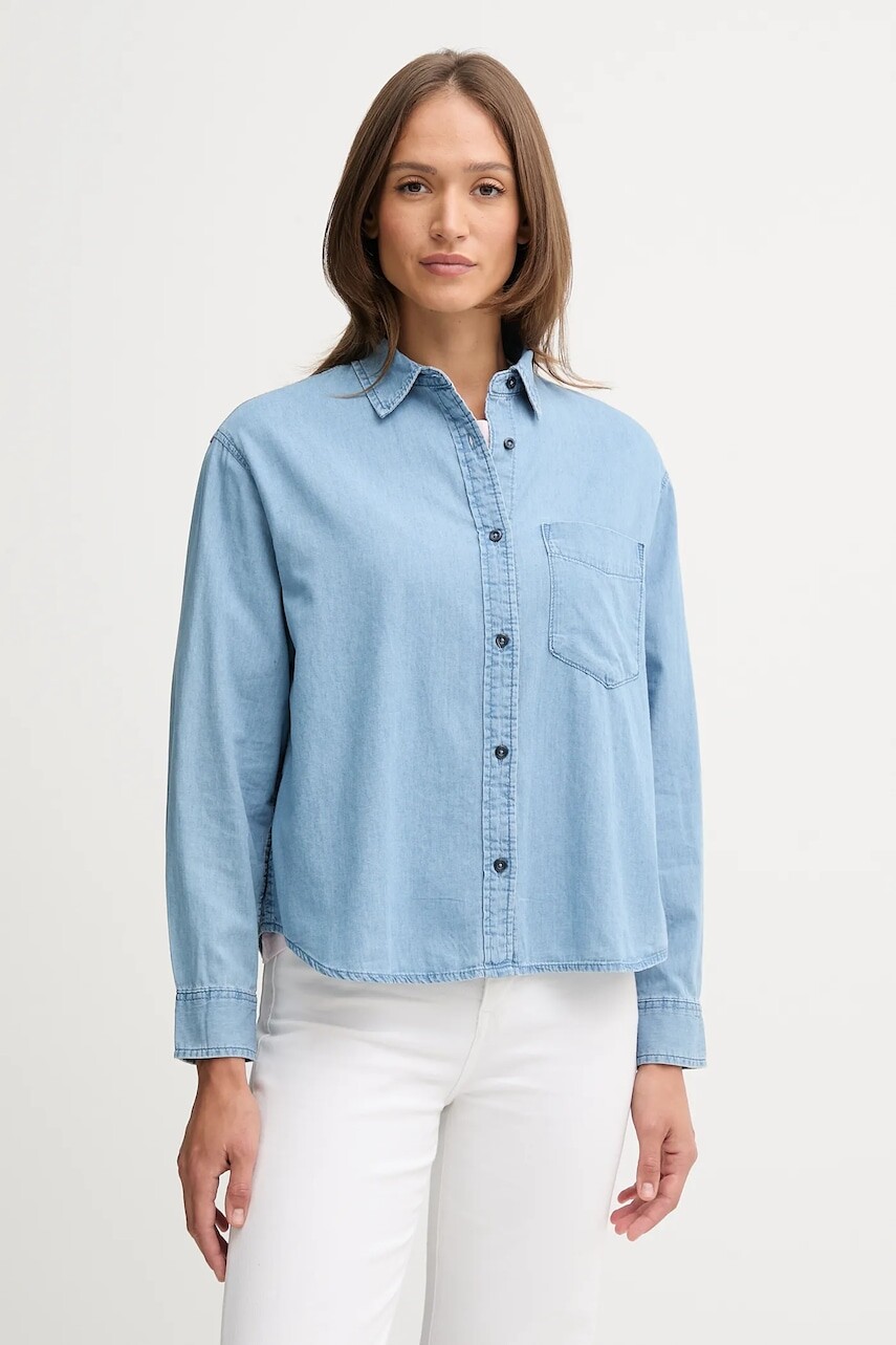 Rifľová košeľa United Colors of Benetton modrá farba, regular, s klasickým golierom, 5DHJDQ0CJ