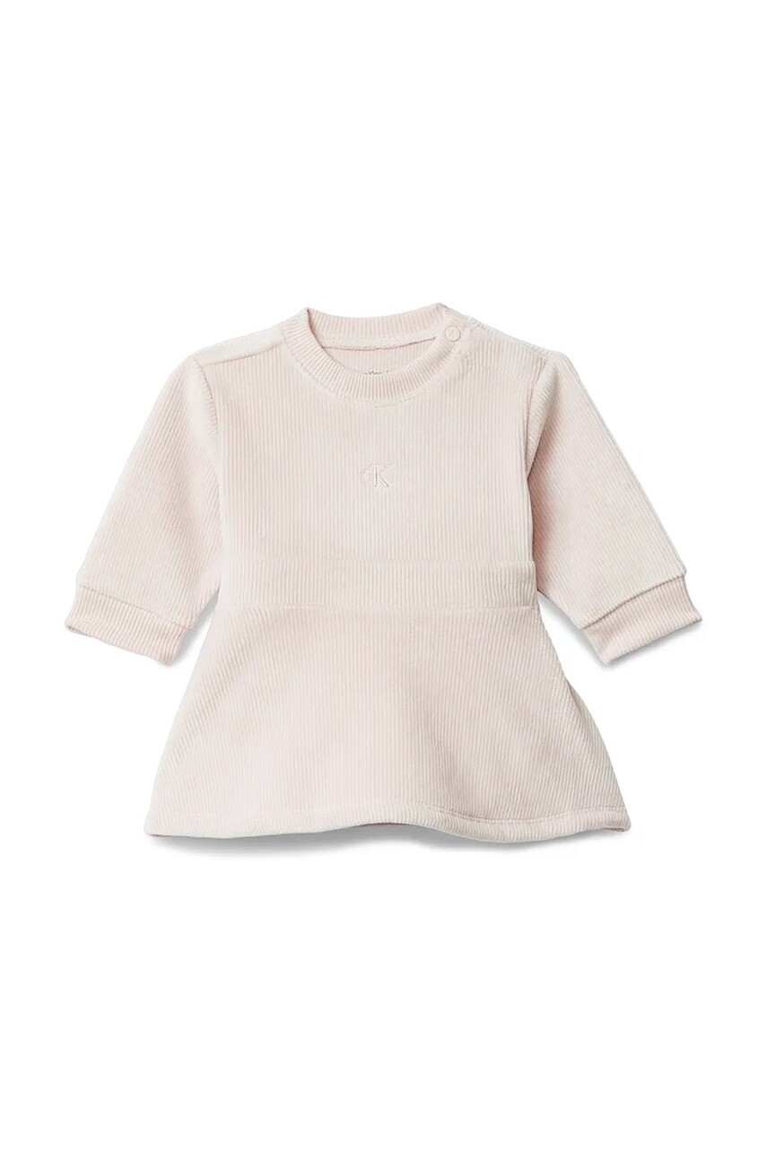 Dievčenské šaty Calvin Klein Jeans ružová farba, mini, áčkový strih, IN0IN00327
