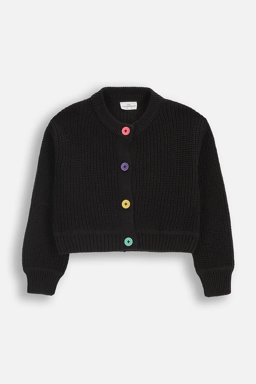 Detský sveter Coccodrillo čierna farba, RAVE GIRL KIDS