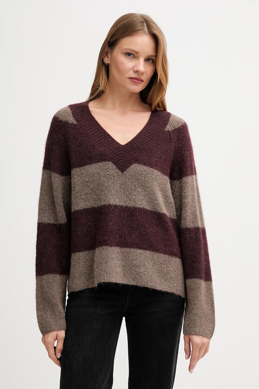 Sveter s prímesou vlny Mos Mosh TACI bordová farba, 173090