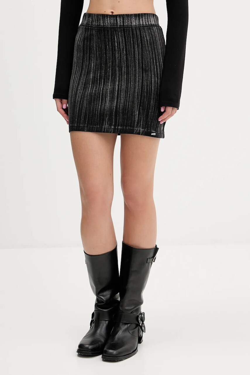 Sukňa Guess Originals čierna farba, mini, puzdrová, W5BD1H KCTT1