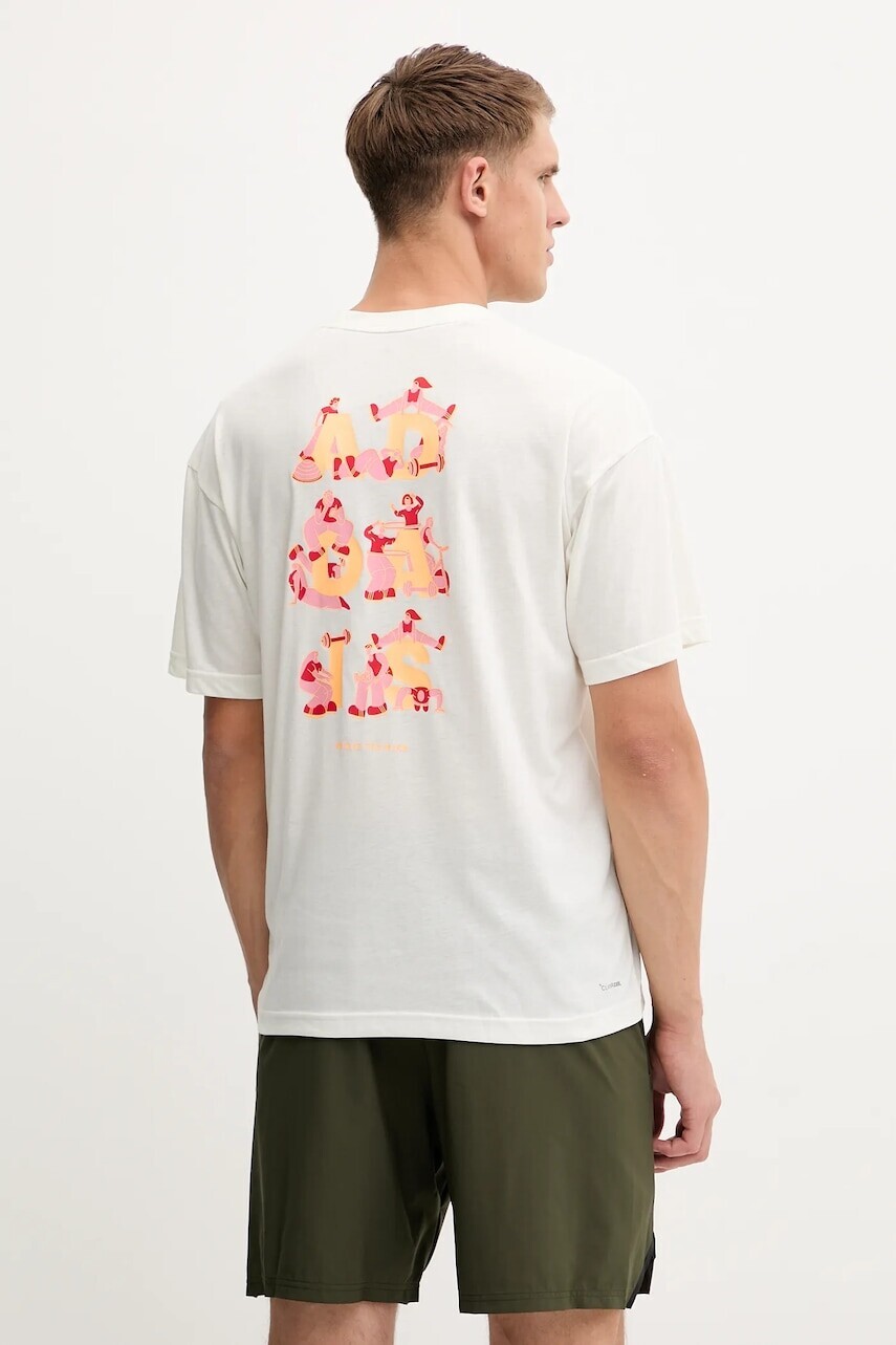 Tréningové tričko adidas Performance GFX béžová farba, s potlačou, KC5862