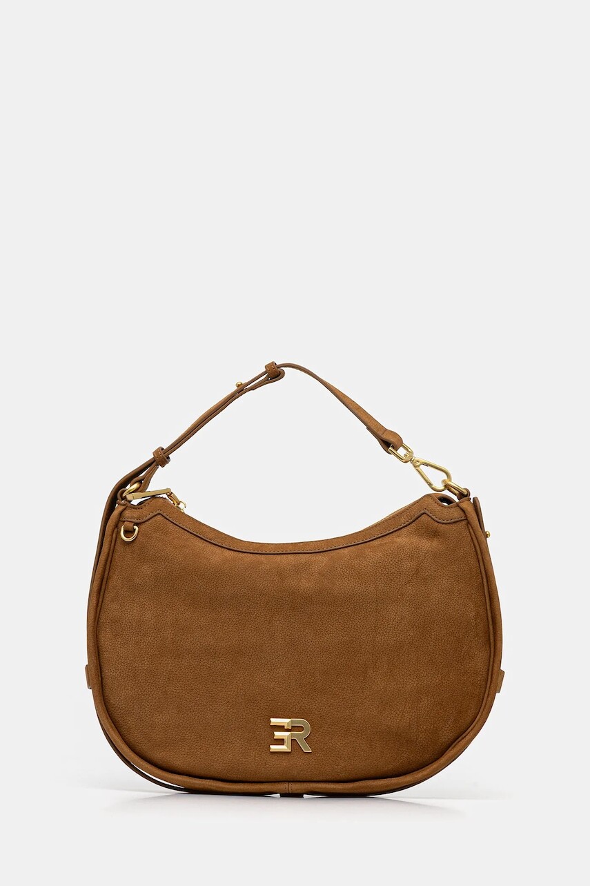 Kožená kabelka ERMANNO Firenze hnedá farba, 12402066