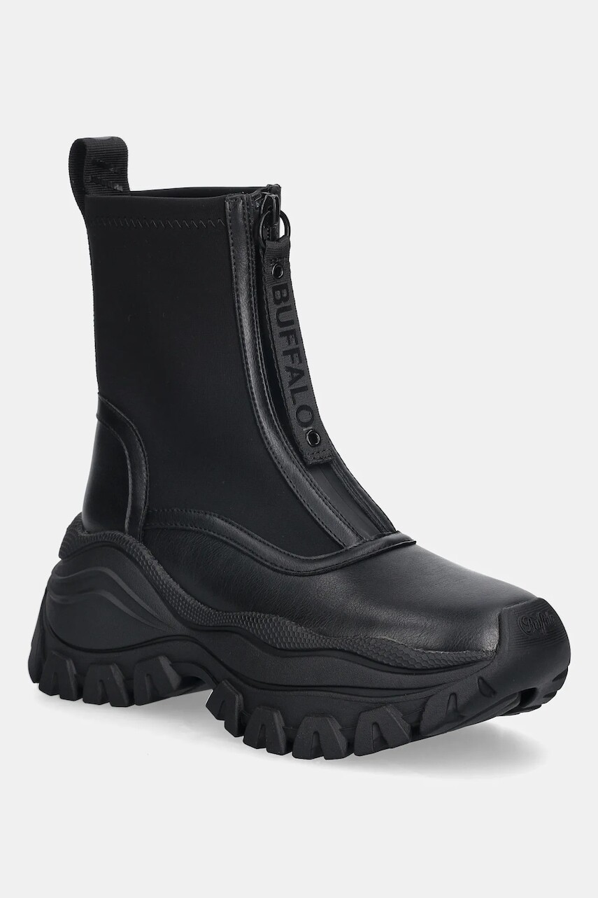 Členkové topánky Buffalo Lola Front Zip čierna farba, na platforme, 1270140-BLK