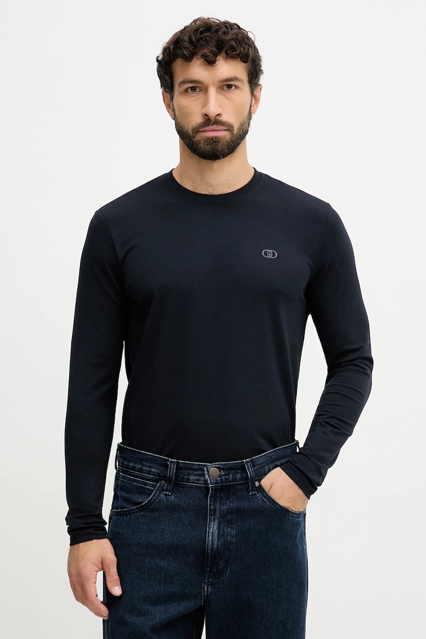 Tričko s dlhým rukávom Liu Jo tmavomodrá farba, jednofarebné, QXX079.J4997