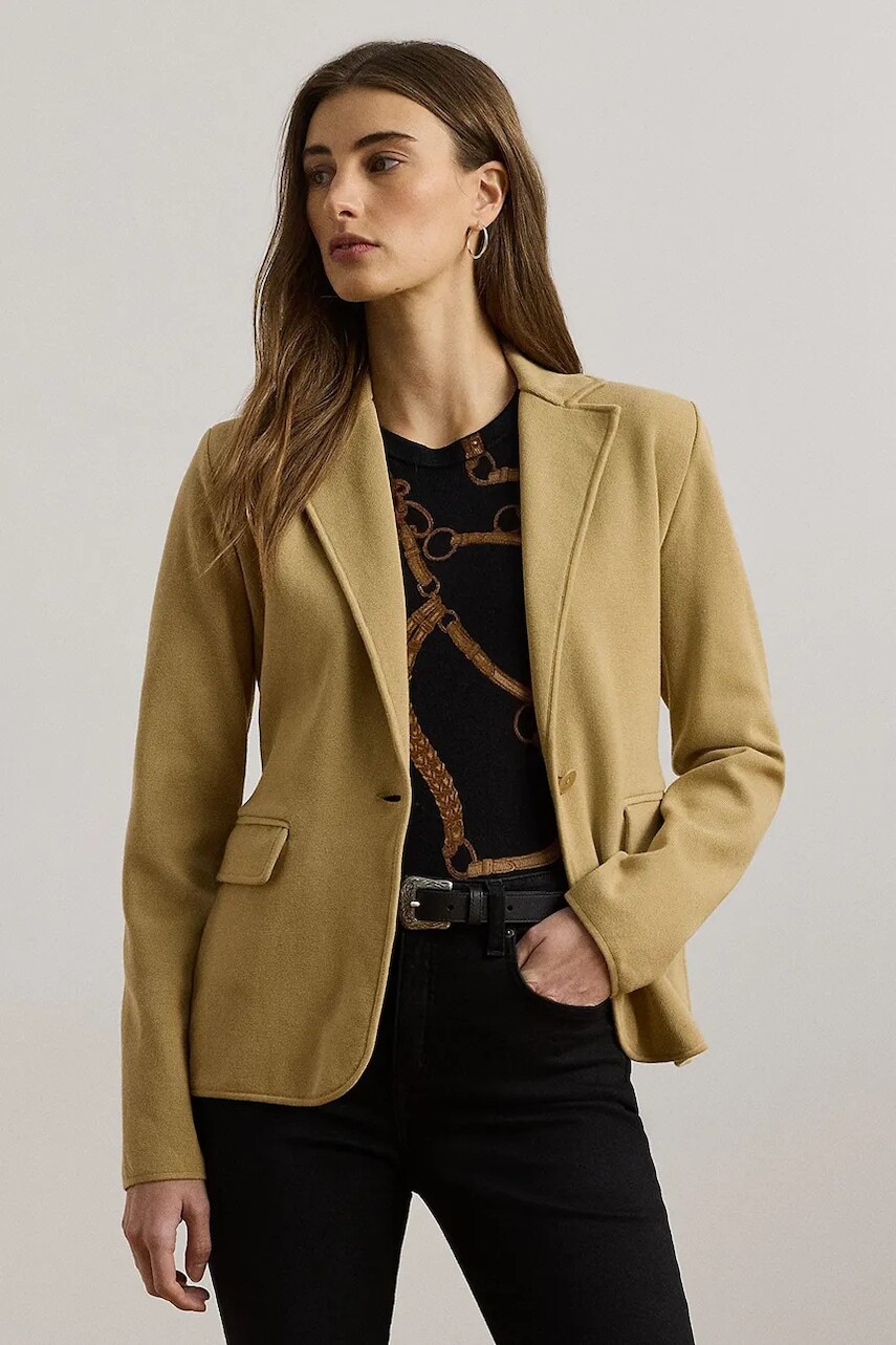 Sako Lauren Ralph Lauren béžová farba, jednoradové, jednofarebné, 200971364