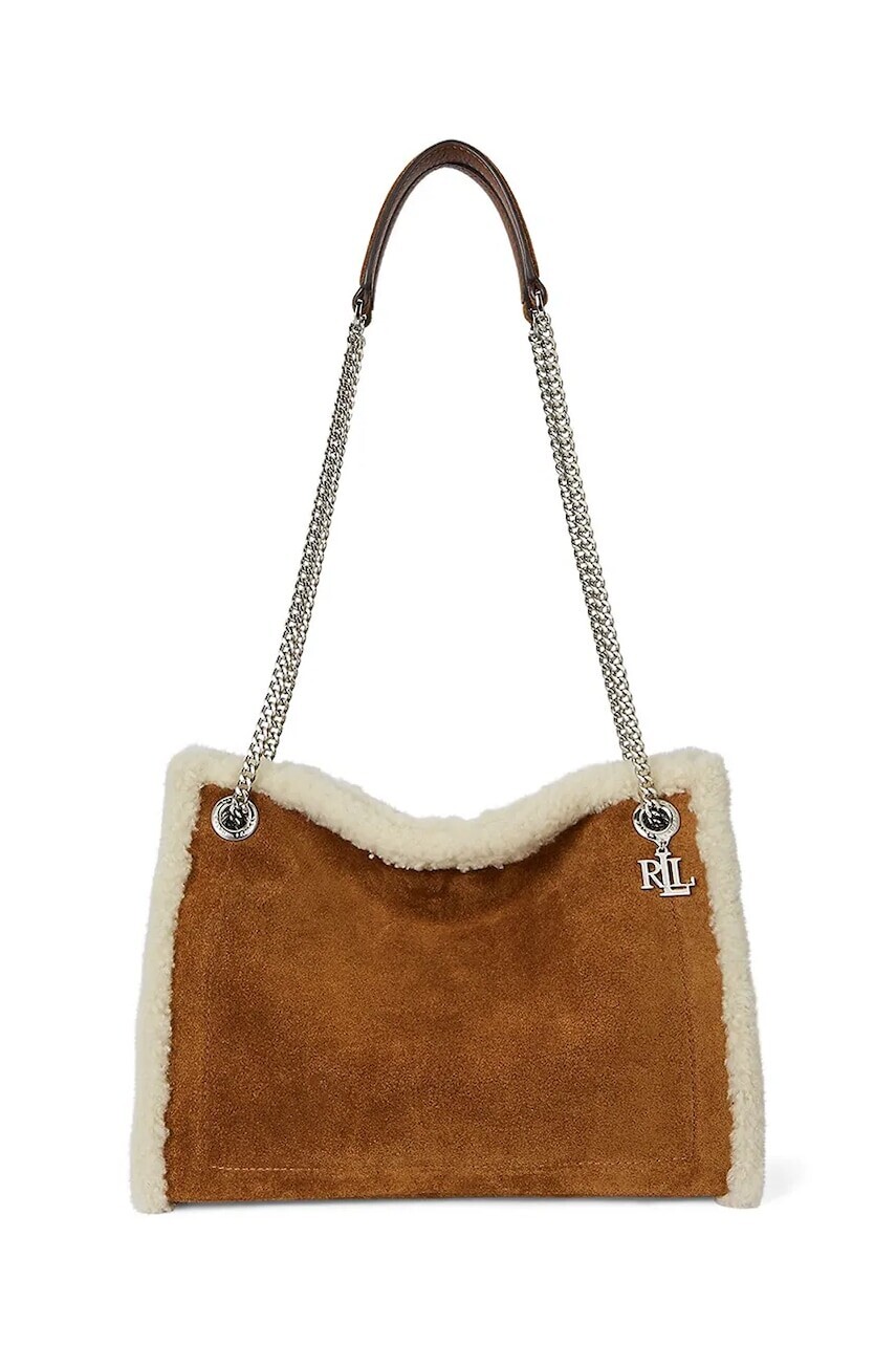 Semišová kabelka Lauren Ralph Lauren hnedá farba, 431980182