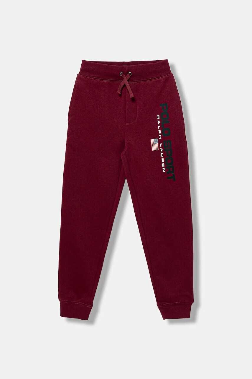 Detské tepláky Polo Ralph Lauren bordová farba, s potlačou, 323962123009