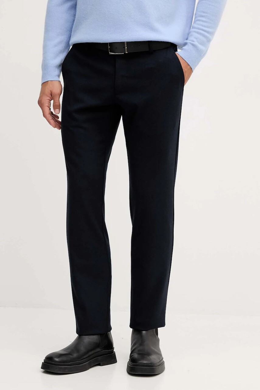 Nohavice s prímesou vlny Guess MYRON tmavomodrá farba, rovný strih, M5BB82 WJ010