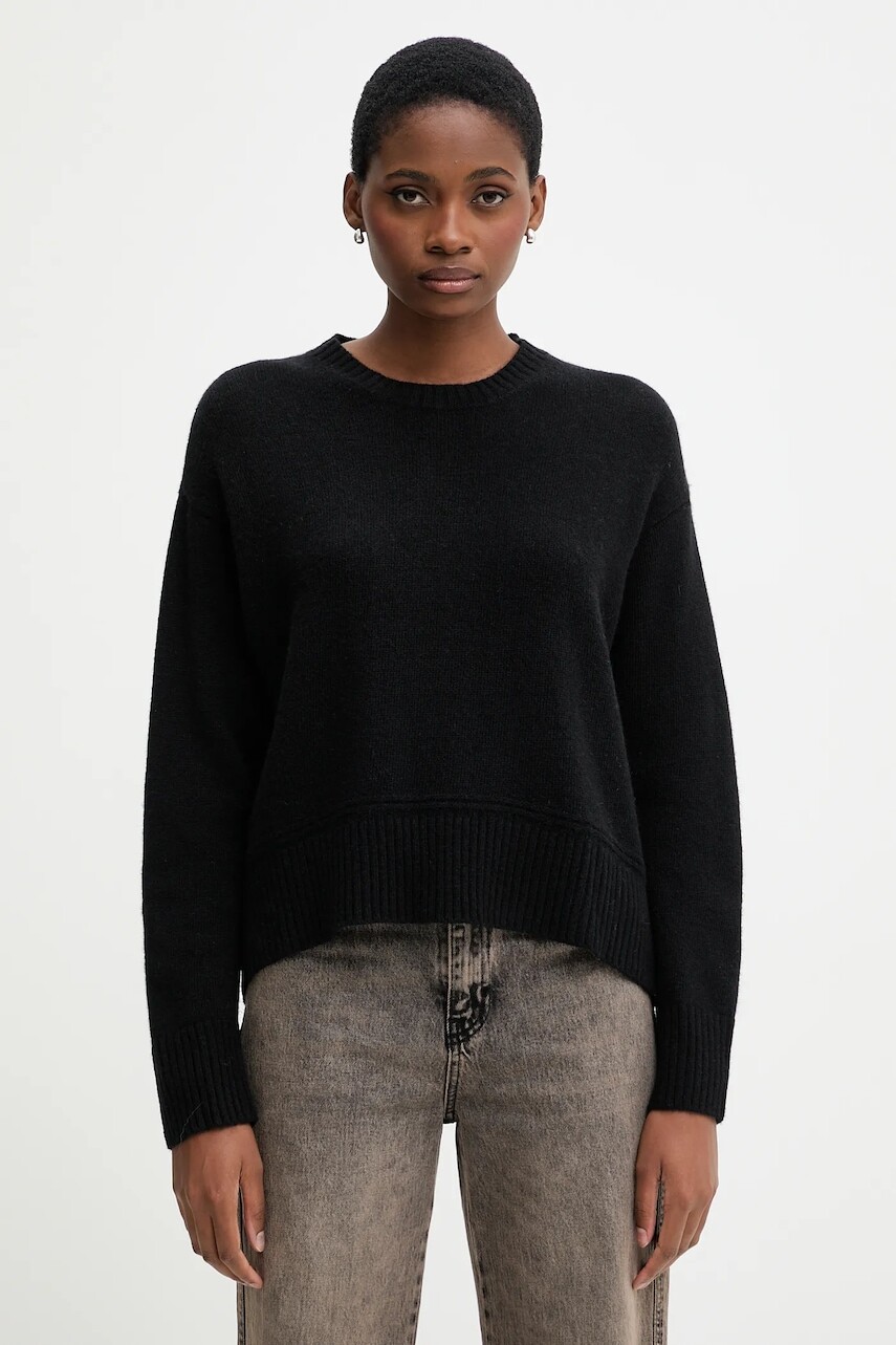 Sveter s prímesou vlny United Colors of Benetton čierna farba, 1244D10BC