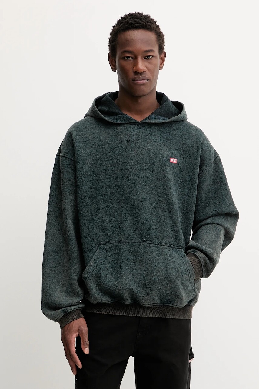 Mikina Diesel S-KAI modrá farba, s kapucňou, s potlačou, A18650.0AGBZ