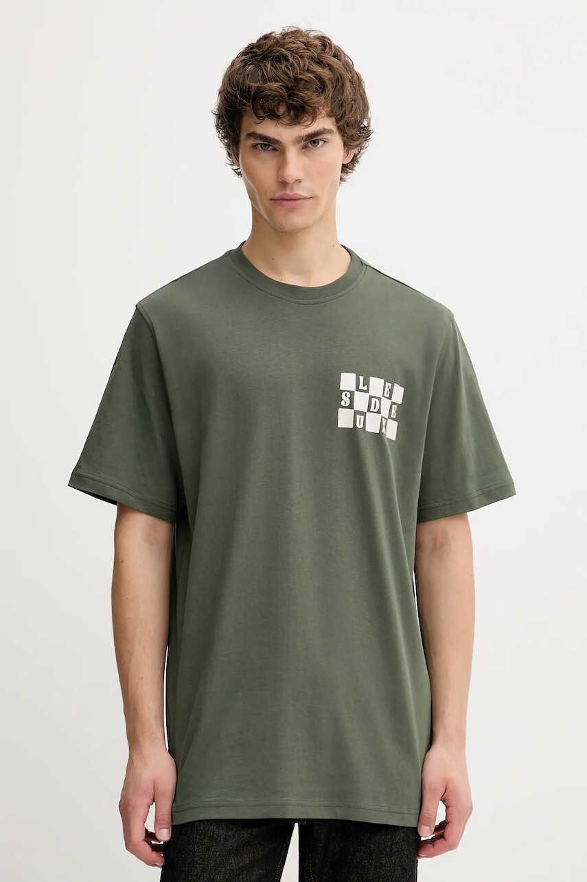 Bavlnené tričko Les Deux Rook pánske, zelená farba, vzorované, 1000833