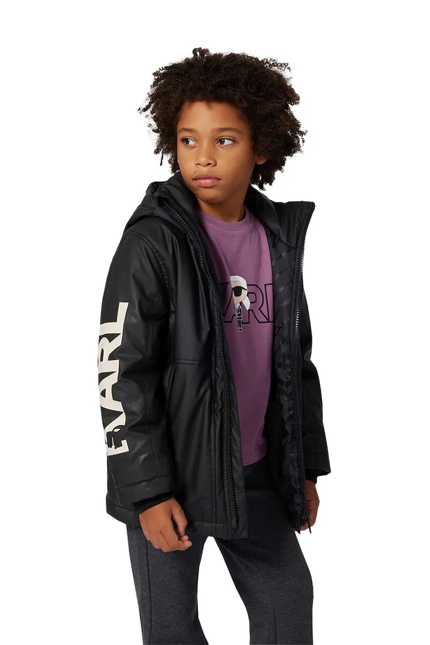 Detská bunda Karl Lagerfeld čierna farba, Z30632