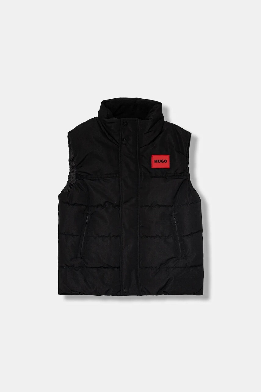 Detská páperová vesta HUGO čierna farba, G00482