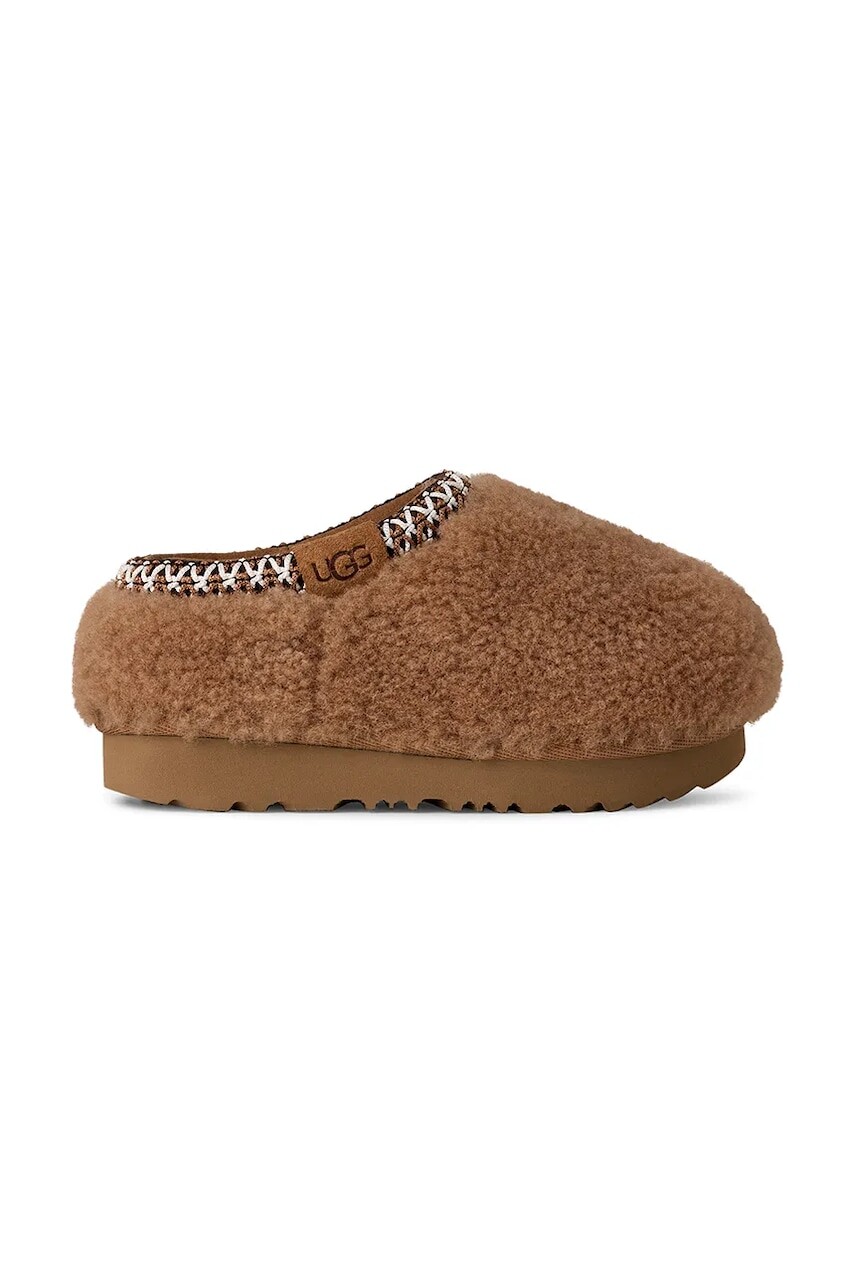 Detské papuče UGG TASMAN MAXI CURLY hnedá farba, 1158256T