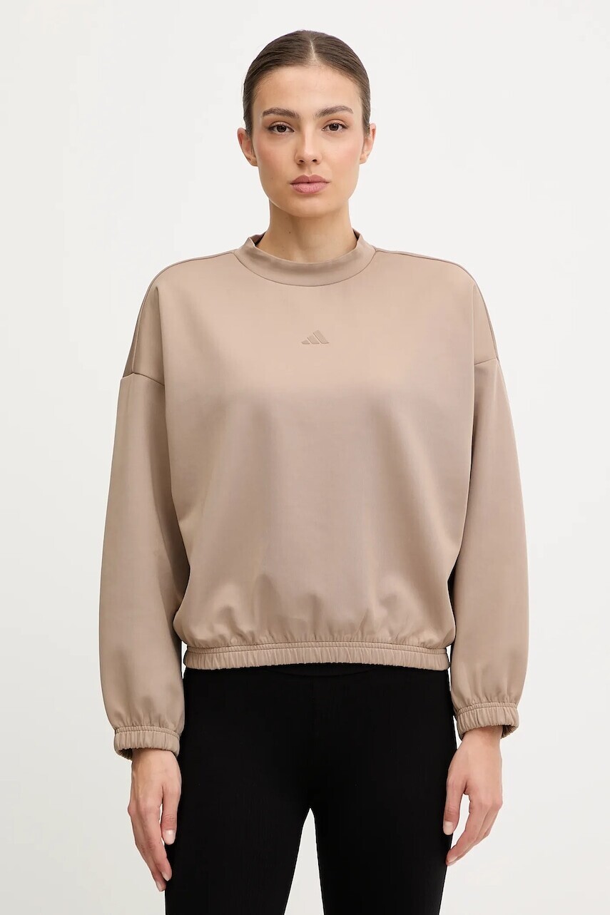 Mikina na jogu adidas Performance Motion béžová farba, jednofarebná, JM4490