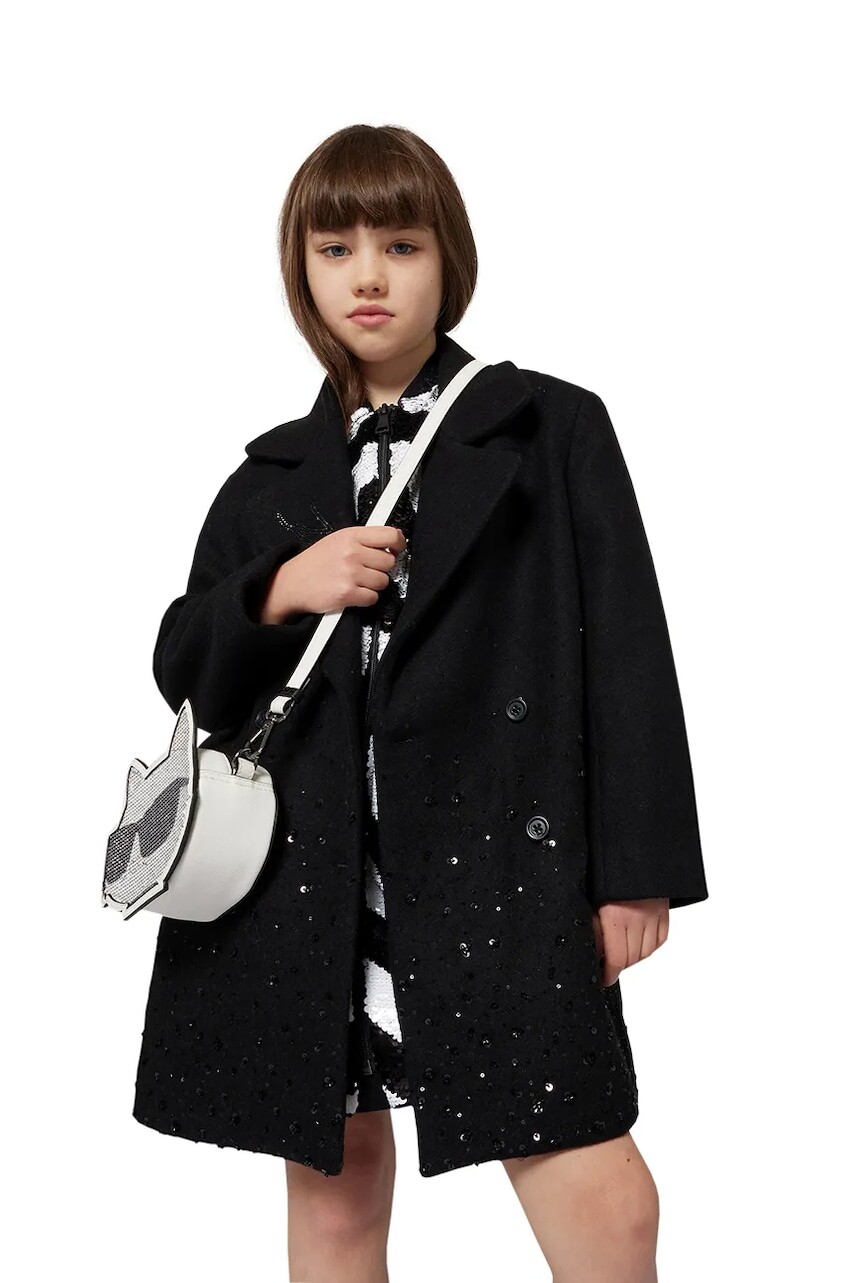 Detský kabát Karl Lagerfeld čierna farba, Z30604