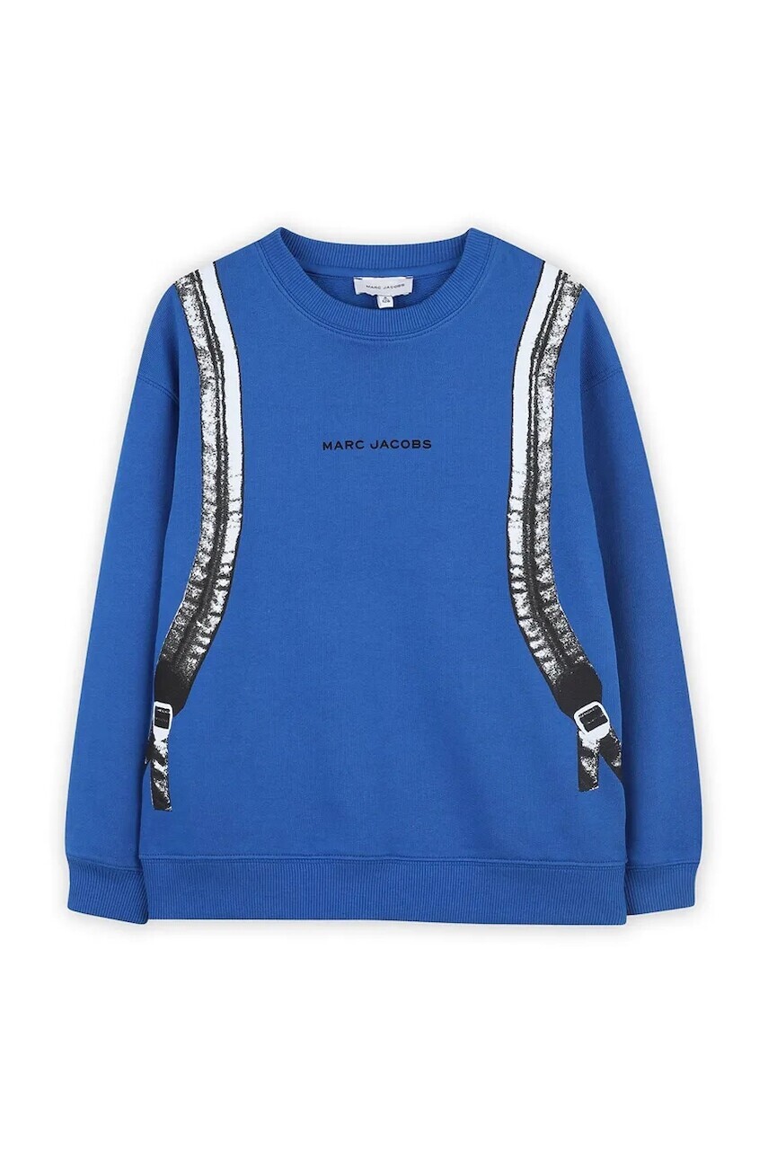 Detská bavlnená mikina Marc Jacobs modrá farba, vzorovaná, W60698