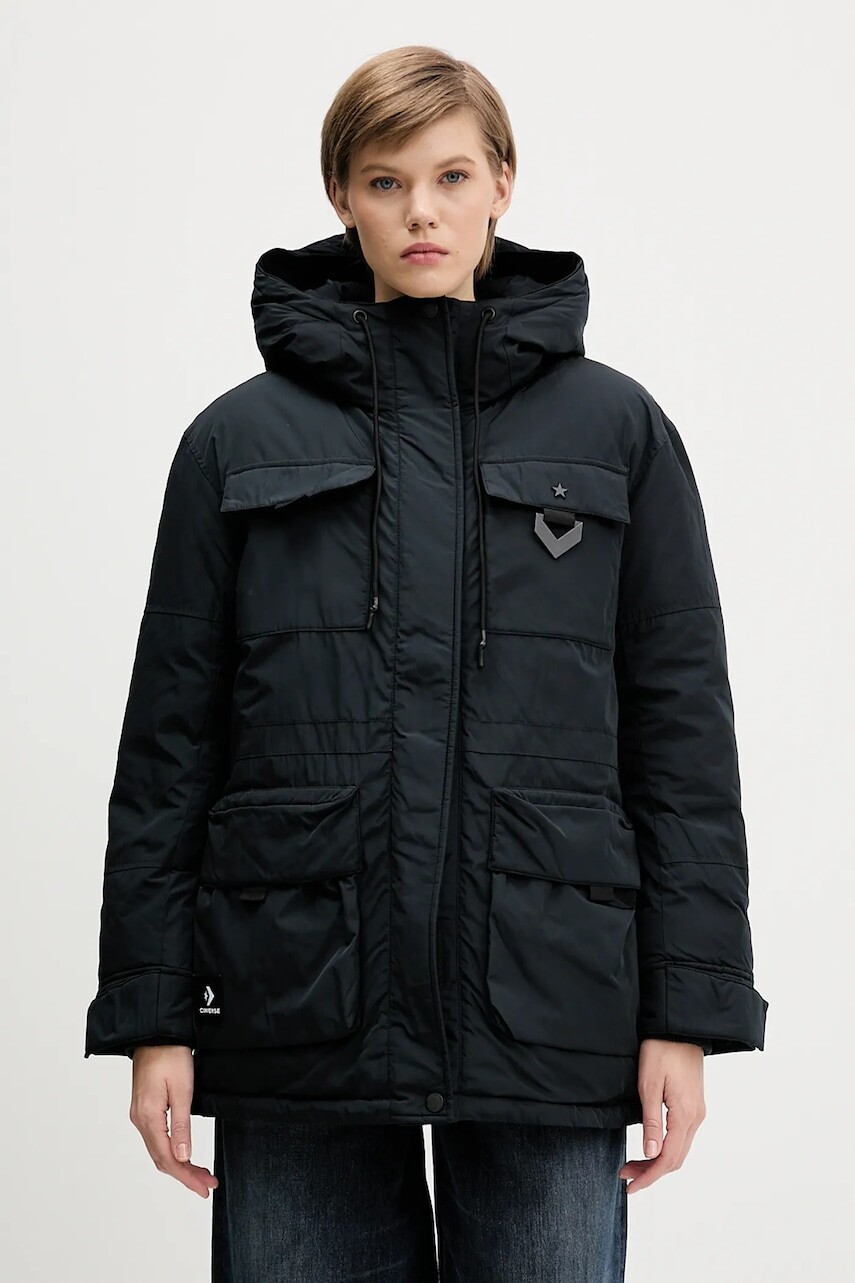 Bunda Converse čierna farba, zimná, CVW5J005