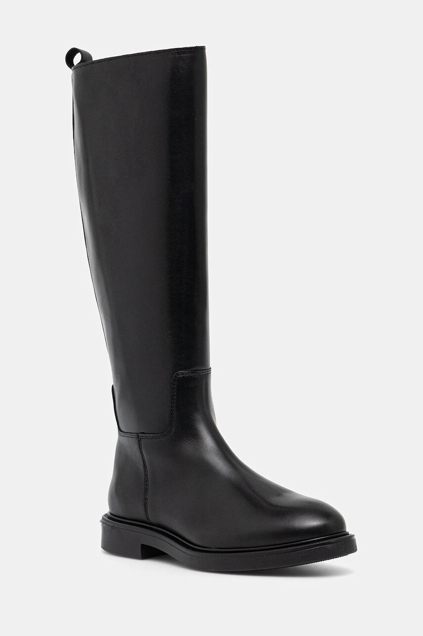 Kožené čižmy Bianco BIAADDA čierna farba, na plochom podpätku, 11302289