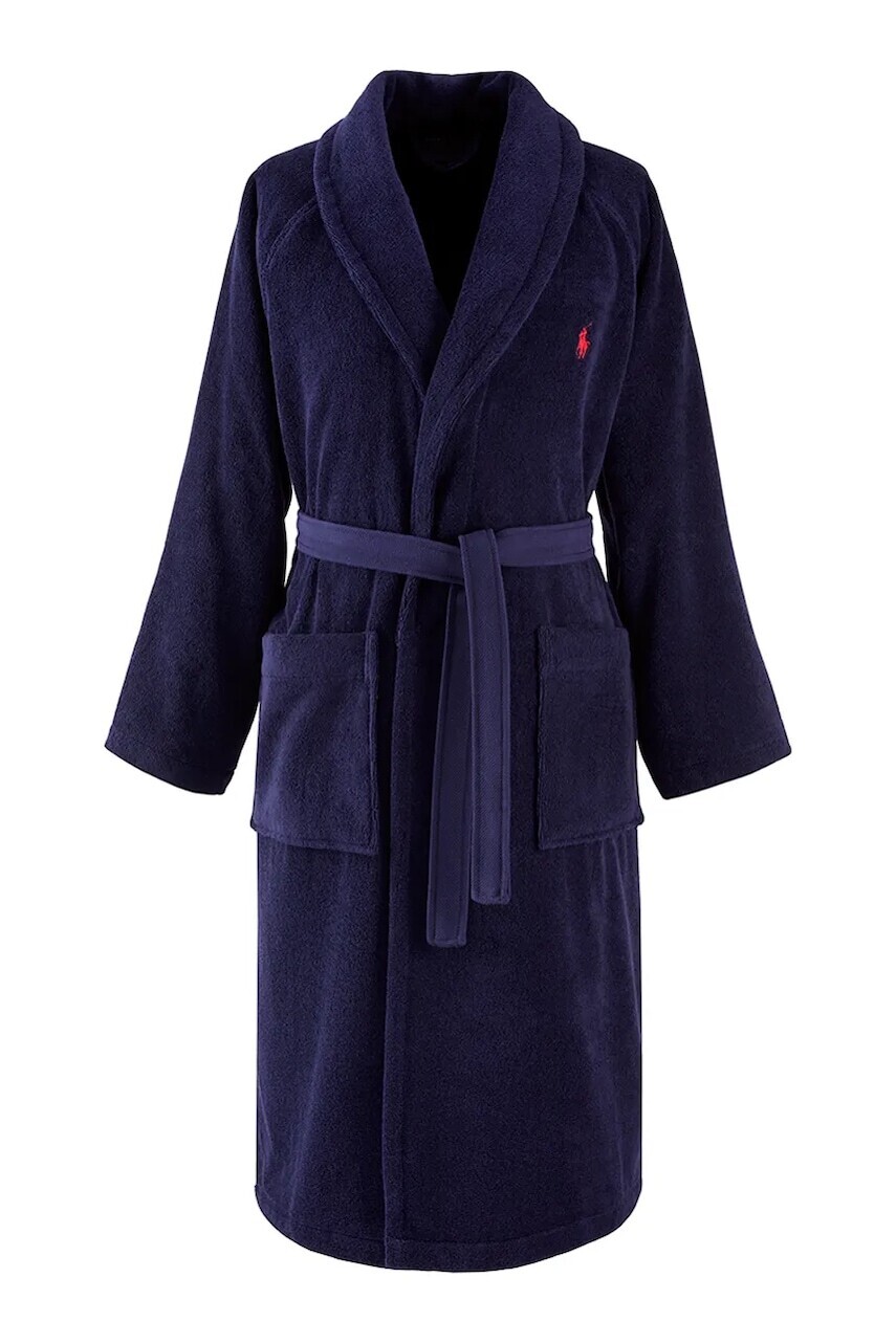 Bavlnený župan Ralph Lauren POLOPLAY Newport L tmavomodrá farba